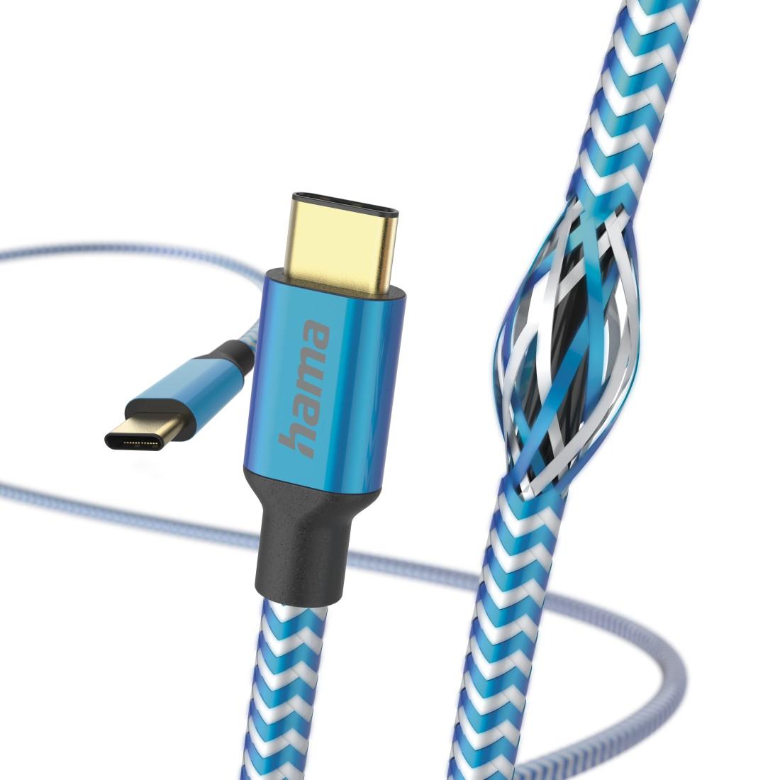 Кабел "Relfective" USB-C мъжко– USB-C мъжко, 1.5м, 480Mb/s, син