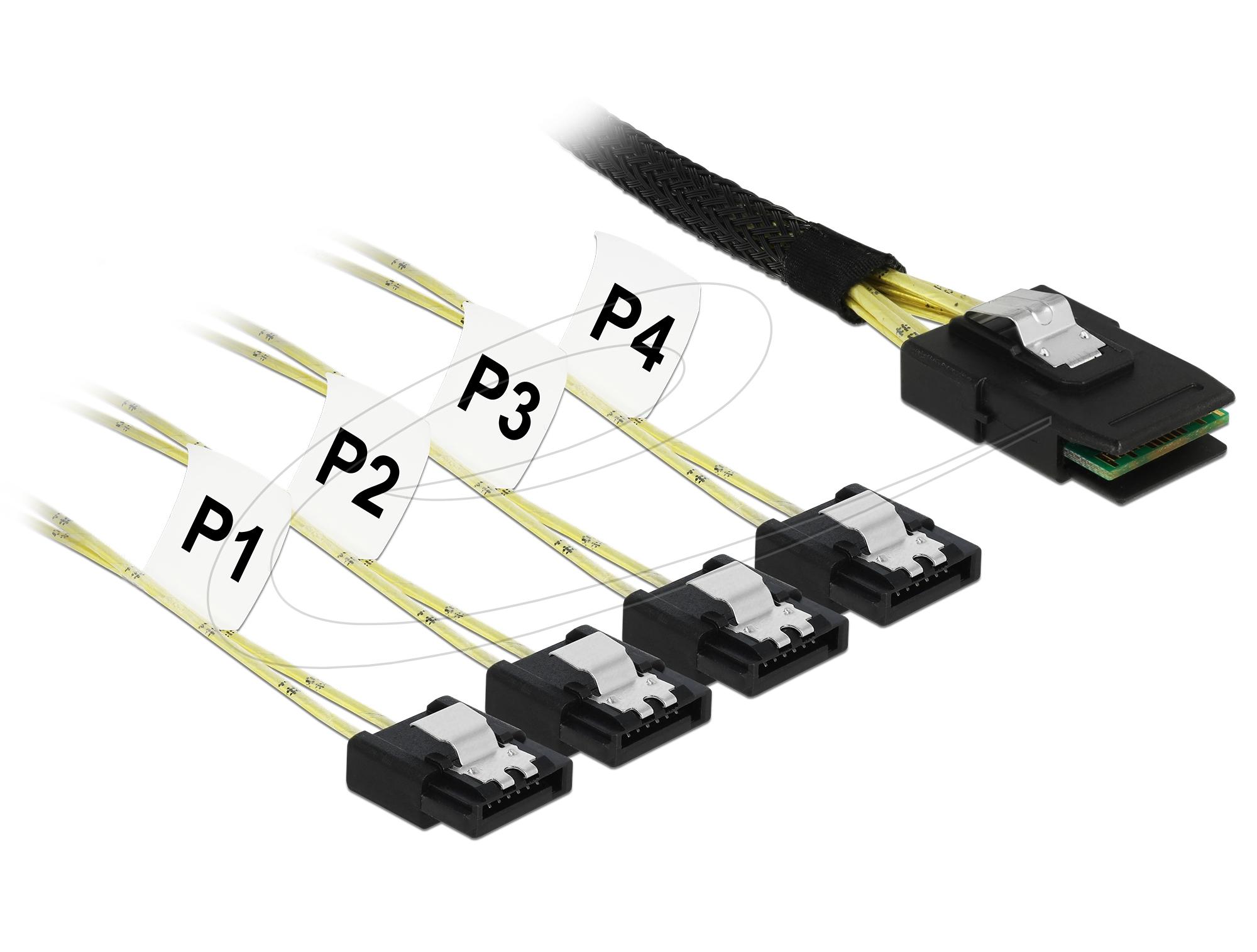 Интерфейсен кабел Delock  Mini SAS SFF-8087 към 4 x SATA 7-pin 1 m metal