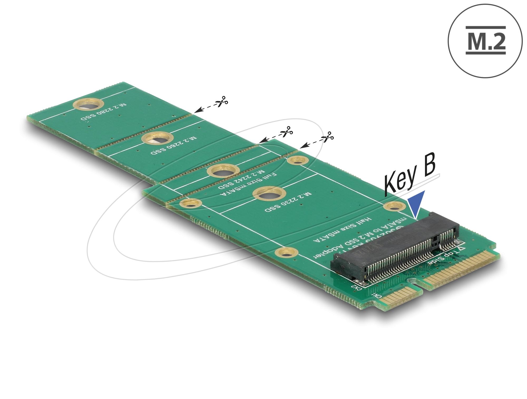 Delock Адаптер от mSATA към M.2 Key B slot