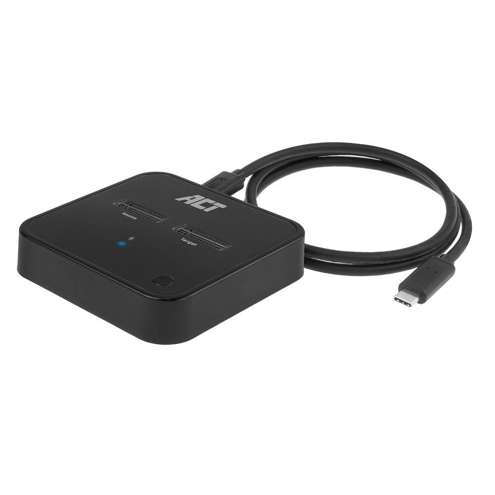 Двойна SSD докинг станция, ACT M.2 NVMe/PCIe за клониране, USB-C 3.2 Gen2, 10 Gbps