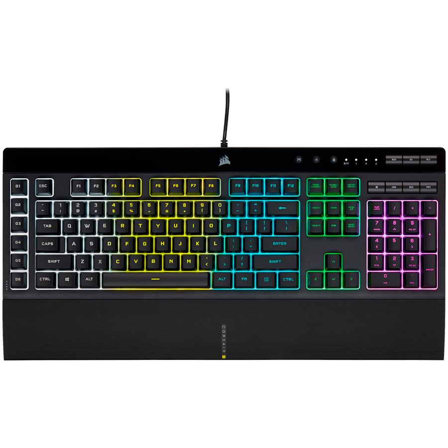 Геймърскa мембранна клавиатура Corsair K55 RGB Pro, USB